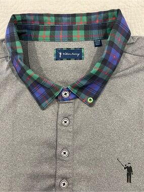 William Murray Family Ties Men’s 2XL Heathered Grey Tartan Performance Golf Polo